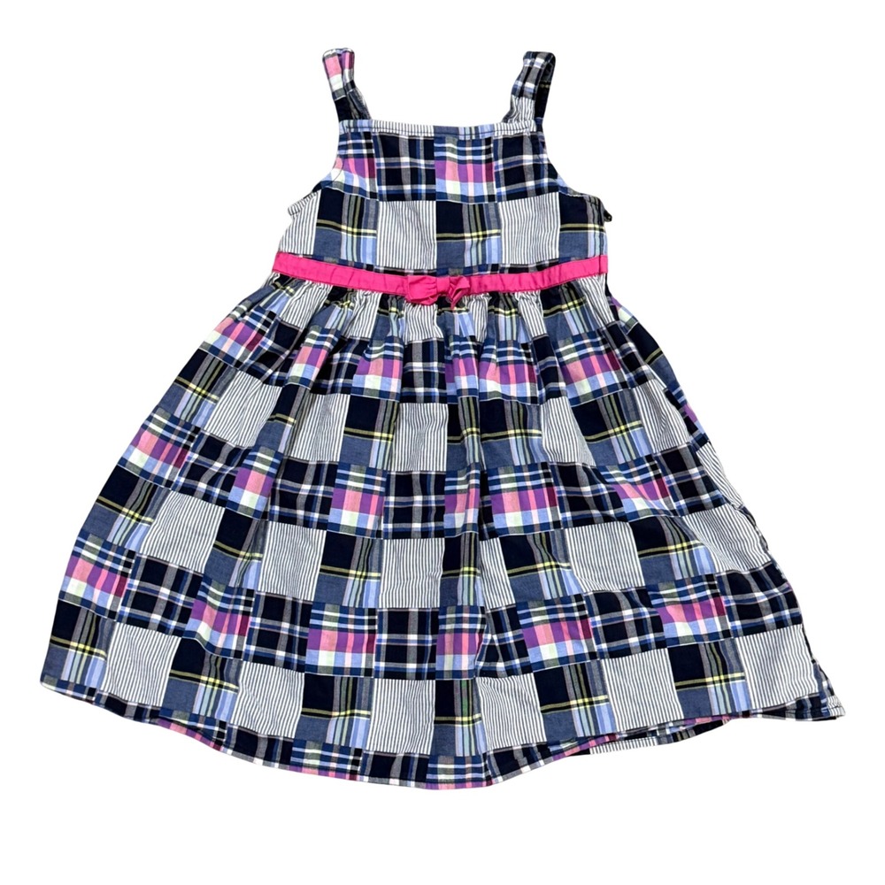 Gymboree Girls Cotton Preppy Plaid Patchwork Print Sleeveless Dress Sz 8